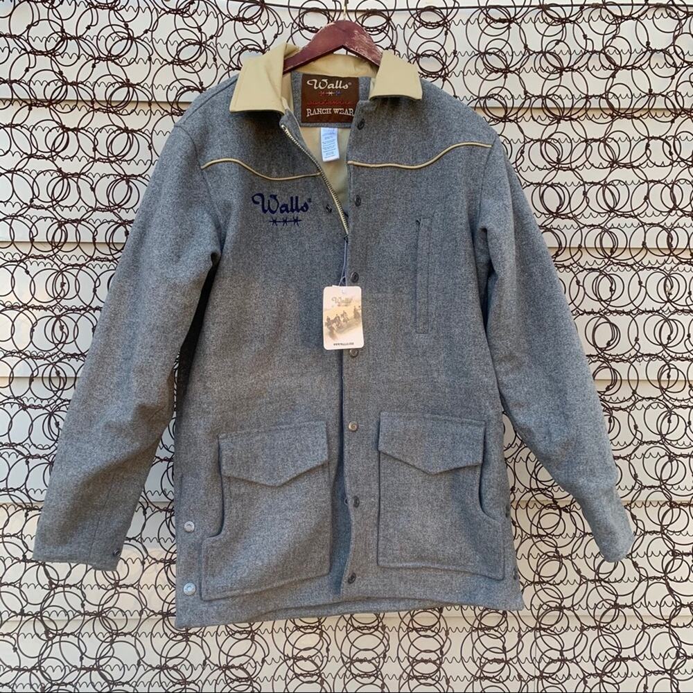 Walls Ranch Wear gray wool jacket Ranch Rodeo Cowboy SMALL NWT